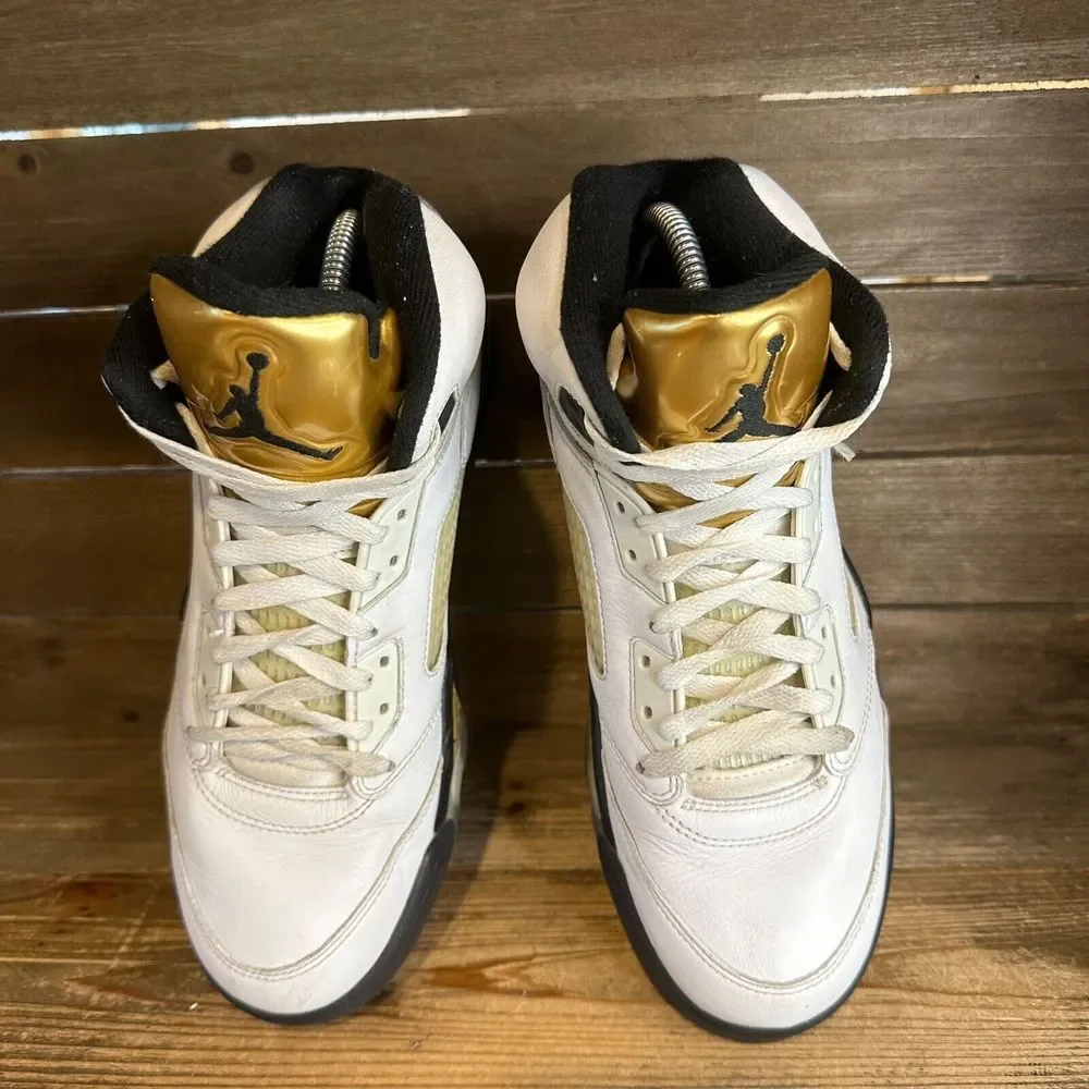 Mens Nike Jordan 5 Retro Olympic White Basketball Athletic Shoes Sneakers Size 9